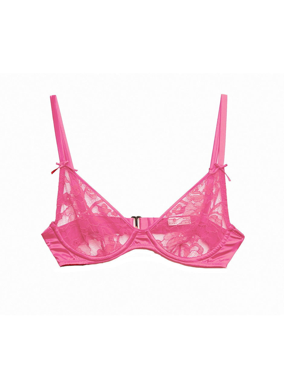 Plum rose - Magnolia Lace Unlined Demi Bra | Fleur du Mal - DEMO
