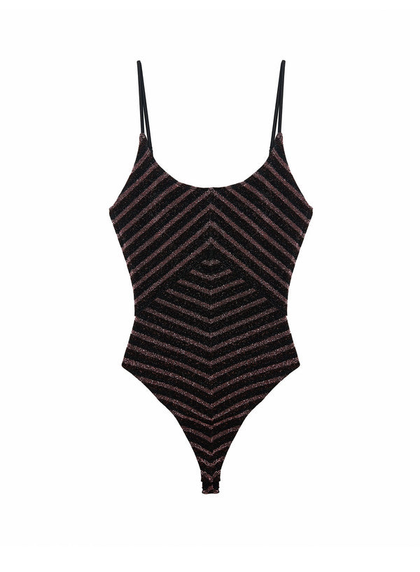 Bisou stripe - Mitered Knit Bodysuit | Fleur du Mal - DEMO