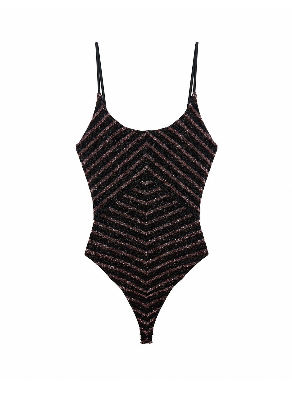 Bisou stripe - Mitered Knit Bodysuit | Fleur du Mal - DEMO