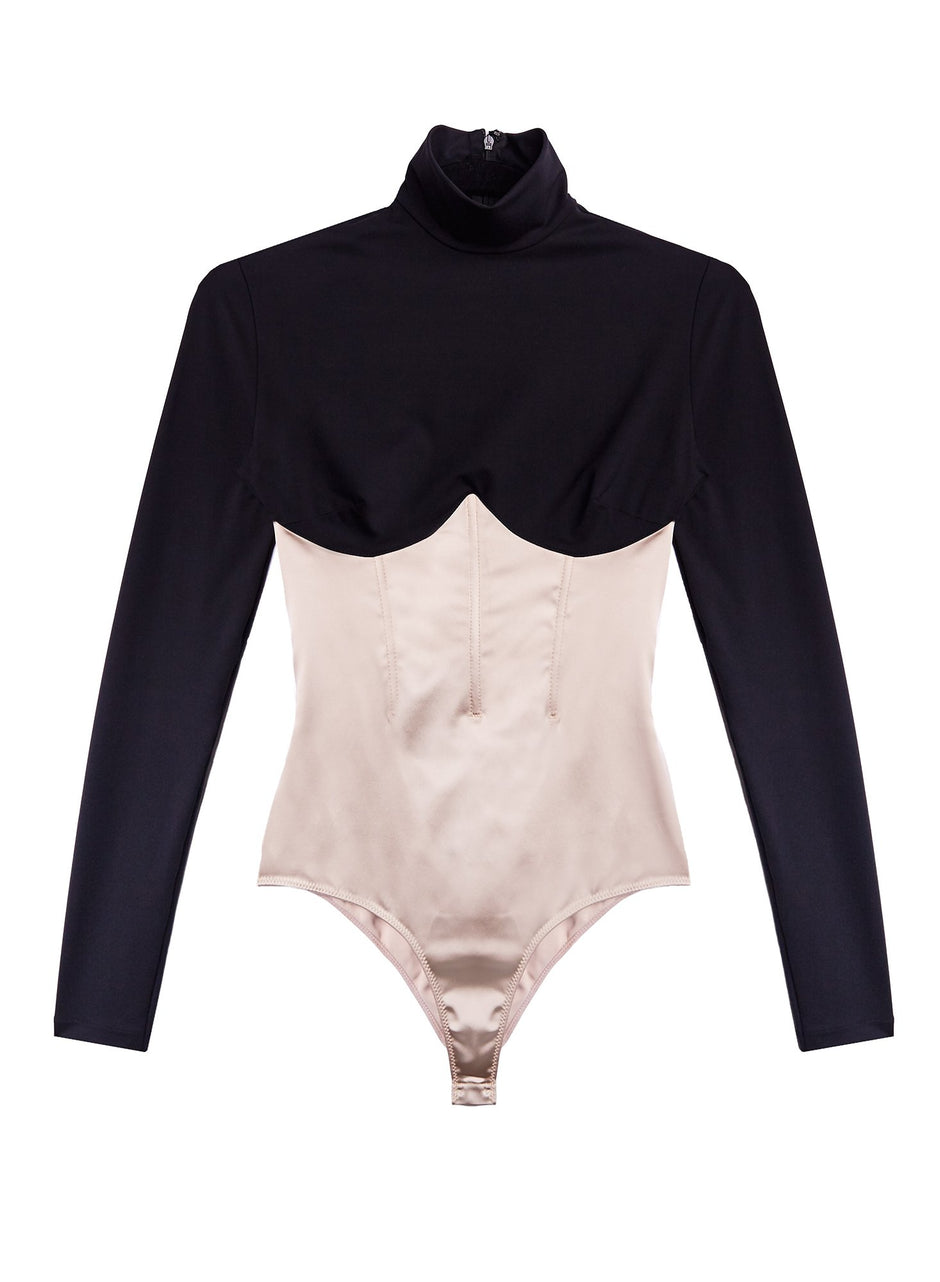 Black bone - Mock Neck Long Sleeve Bodysuit | Fleur du Mal - DEMO
