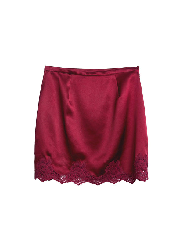 Mulberry - James Lace Slip Skirt | Fleur du Mal - DEMO