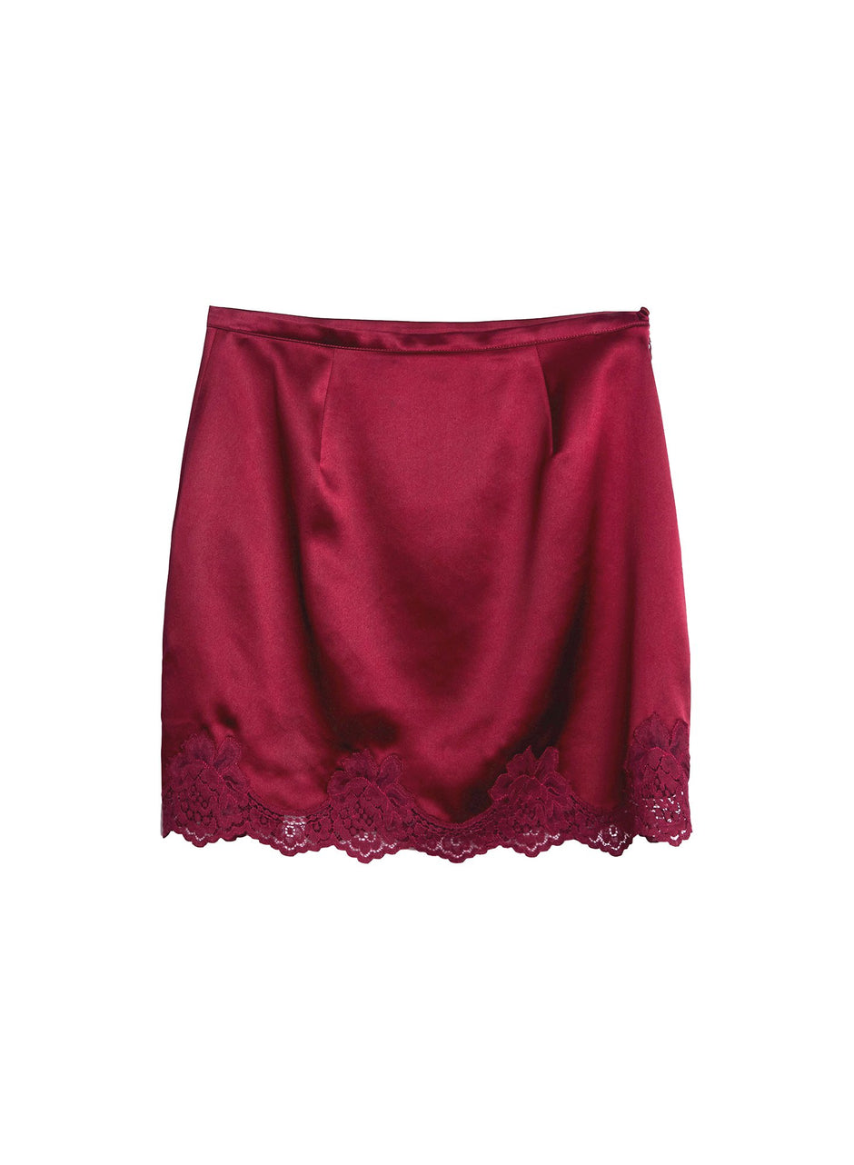 Mulberry - James Lace Slip Skirt | Fleur du Mal - DEMO