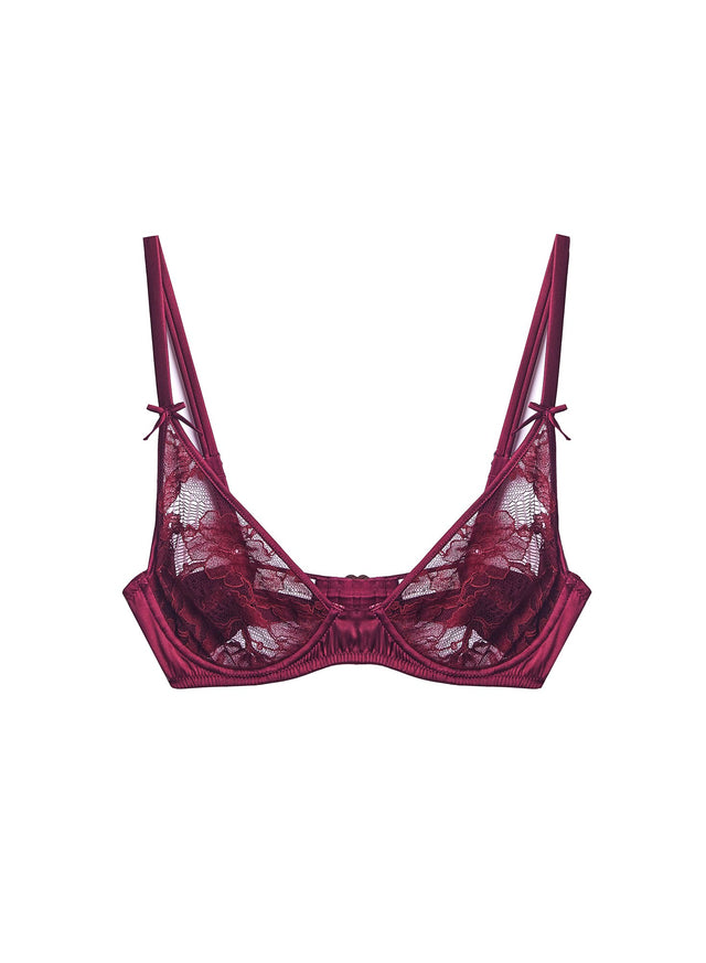 Mulberry - Magnolia Lace Unlined Demi Bra | Fleur du Mal - DEMO