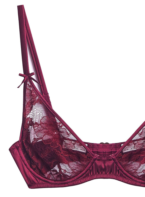 Mulberry - Magnolia Lace Unlined Demi Bra | Fleur du Mal - DEMO