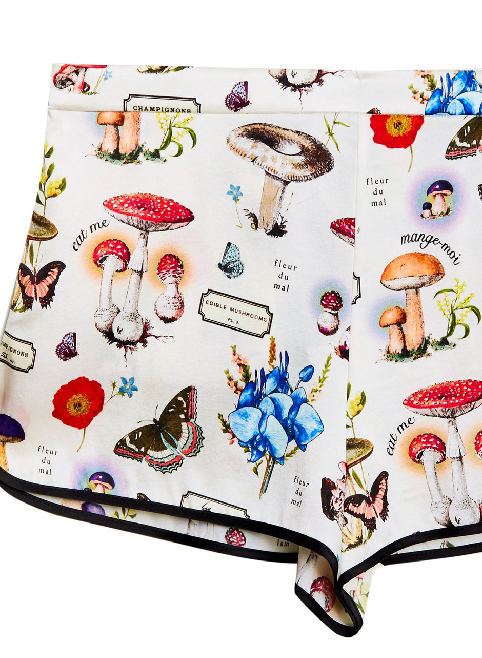 Ivory mushroom print - Pajama Short | Fleur du Mal - DEMO