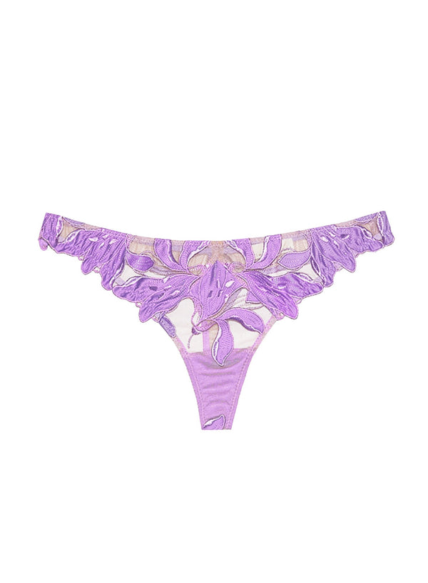 Tanzanite - Lily Embroidery Hipster Thong | Fleur du Mal - DEMO