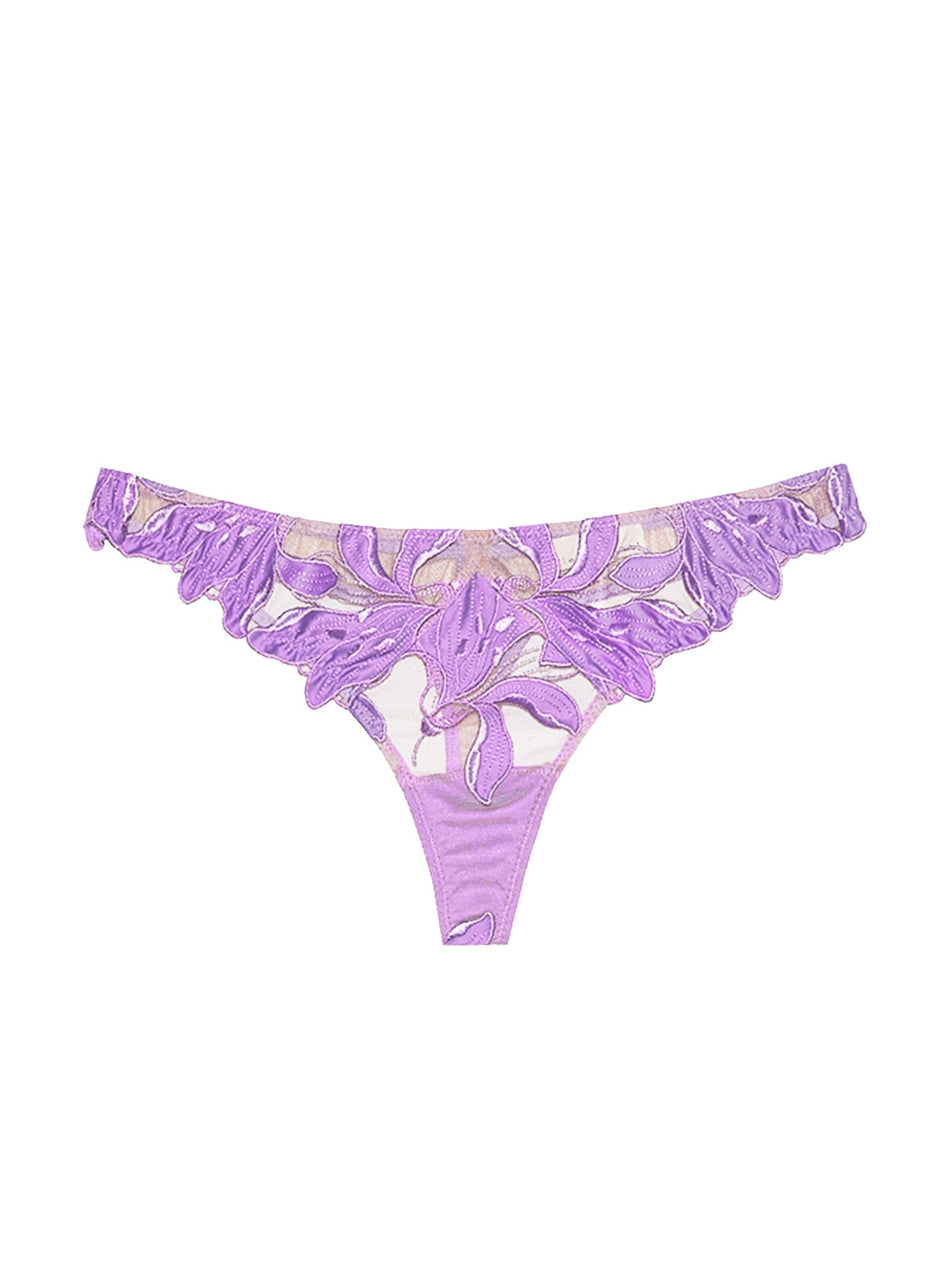 Tanzanite - Lily Embroidery Hipster Thong | Fleur du Mal - DEMO