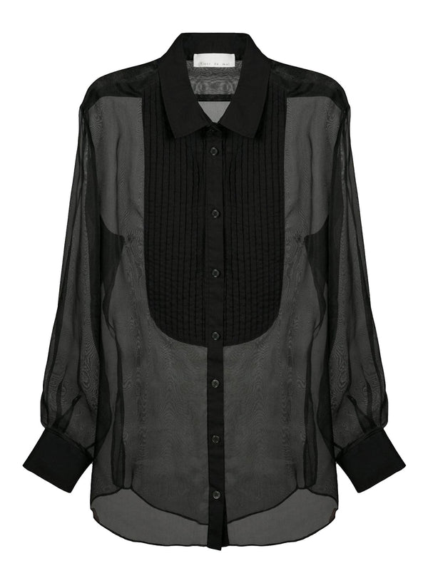Black - Pintuck Tuxedo Shirt | Fleur du Mal - DEMO