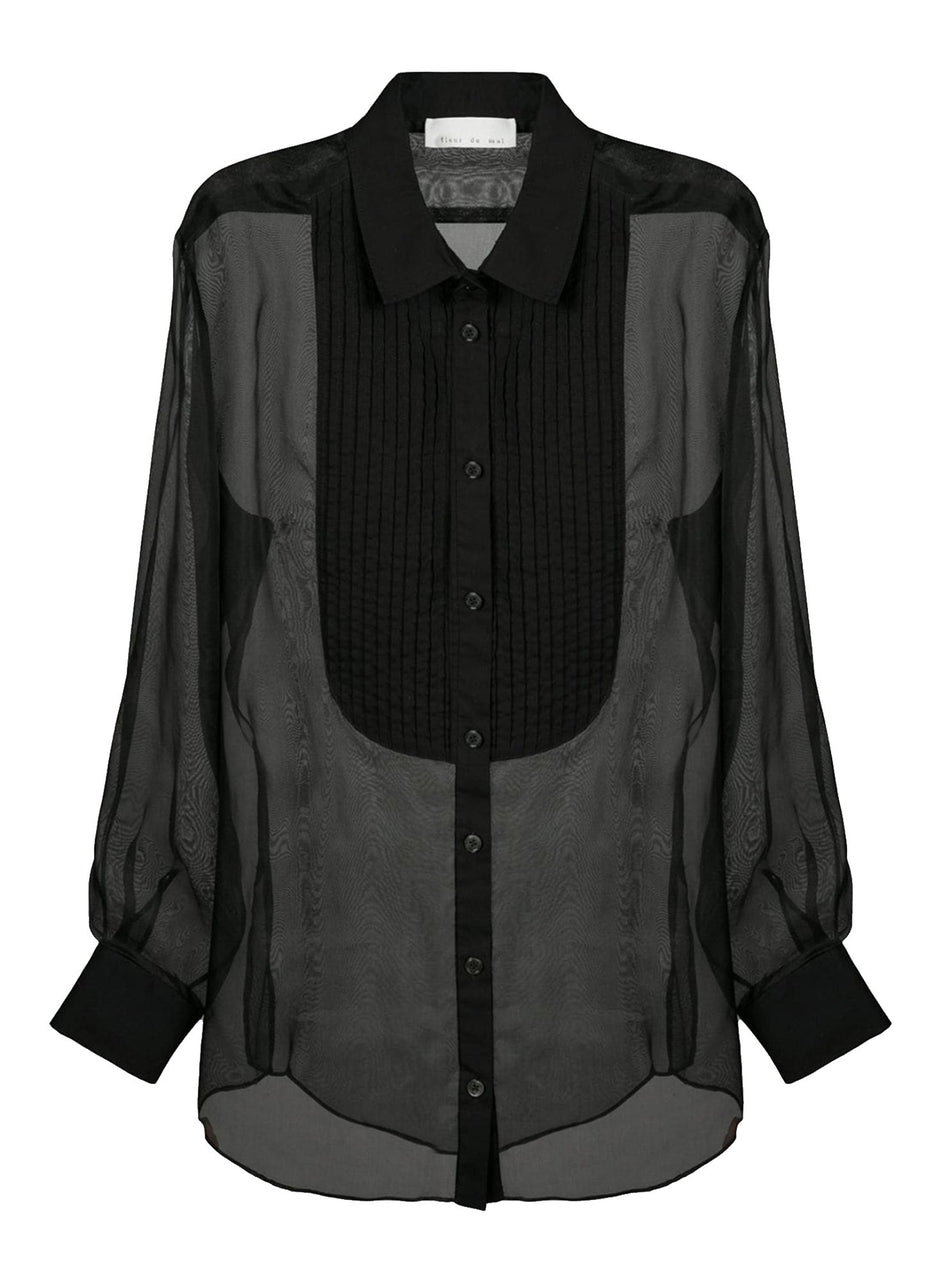 Black - Pintuck Tuxedo Shirt | Fleur du Mal - DEMO