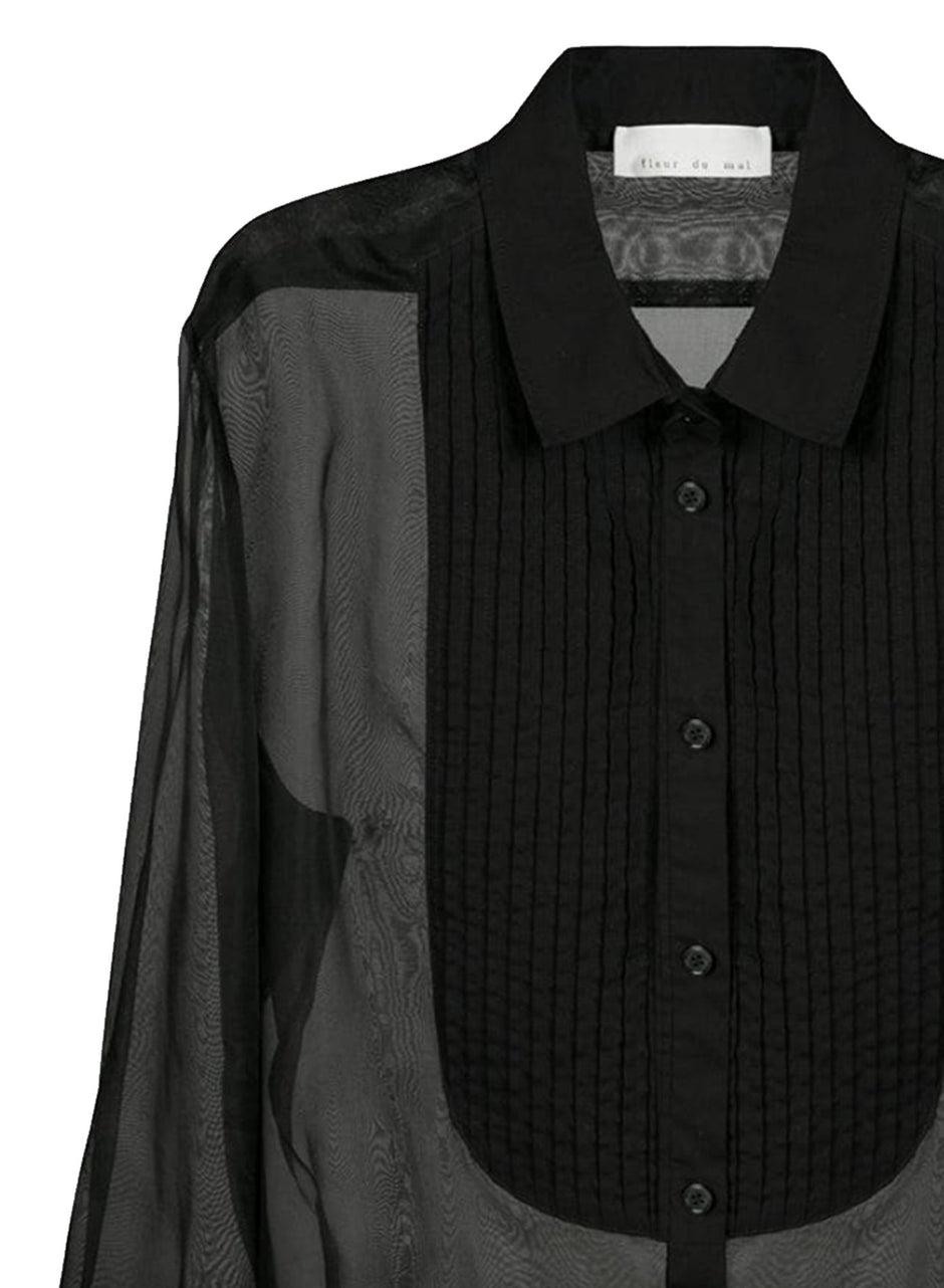 Black - Pintuck Tuxedo Shirt | Fleur du Mal - DEMO