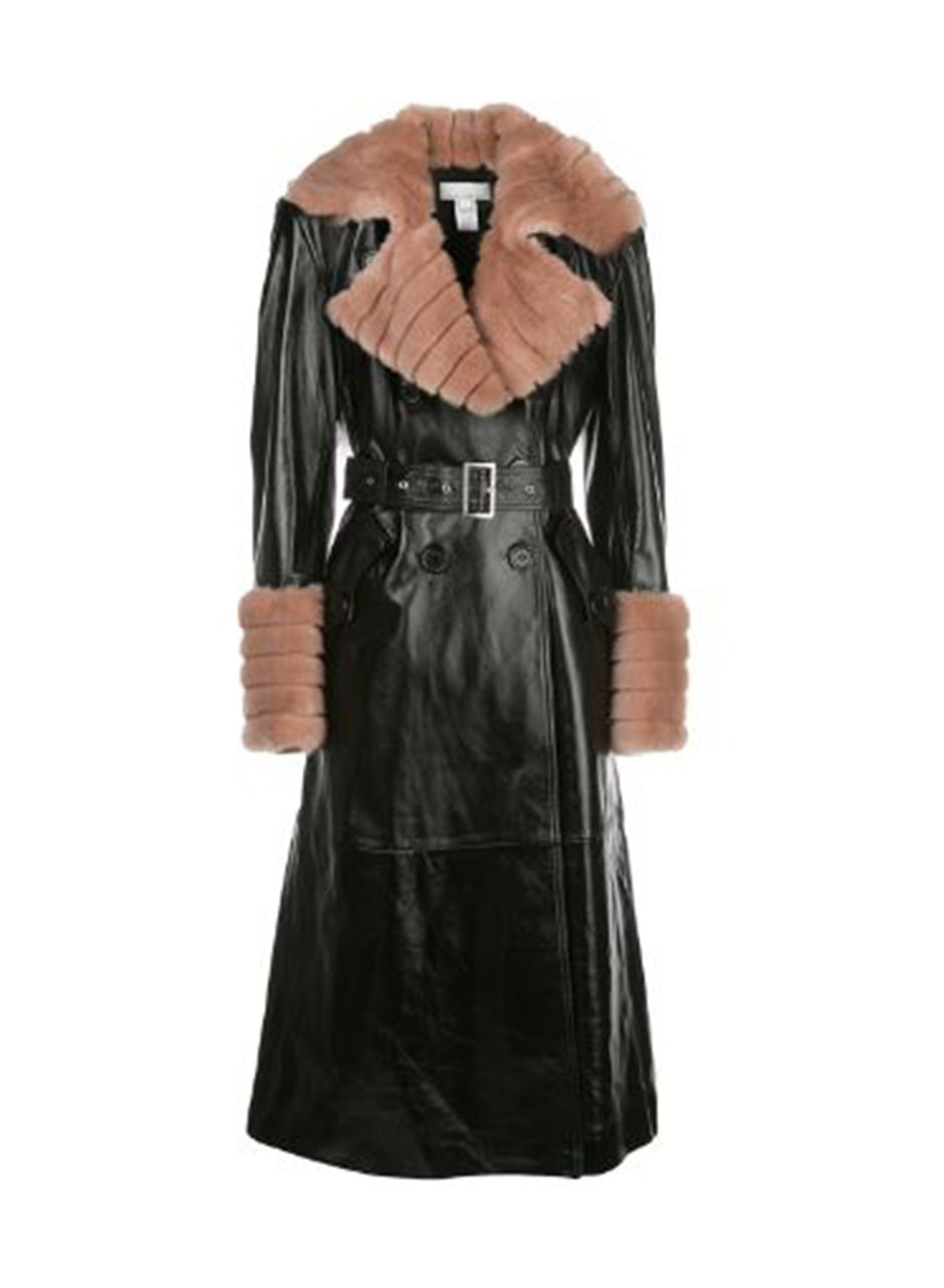 Black - Patent Trench with Detachable Fur | Fleur du Mal - DEMO