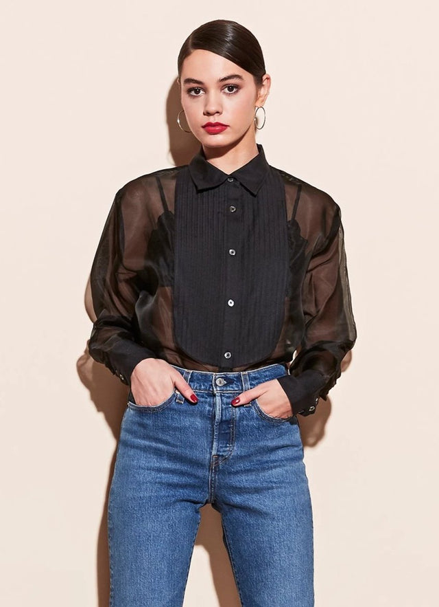 Black - Pintuck Tuxedo Shirt | Fleur du Mal - DEMO