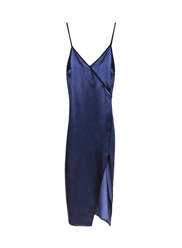 Indigo - Piped V-Neck Dress | Fleur du Mal - DEMO