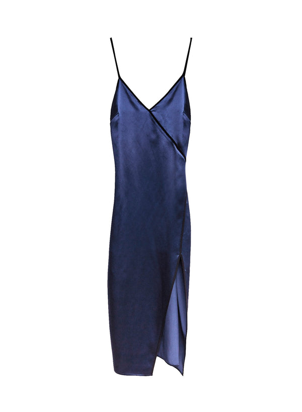 Indigo - Piped V-Neck Dress | Fleur du Mal - DEMO
