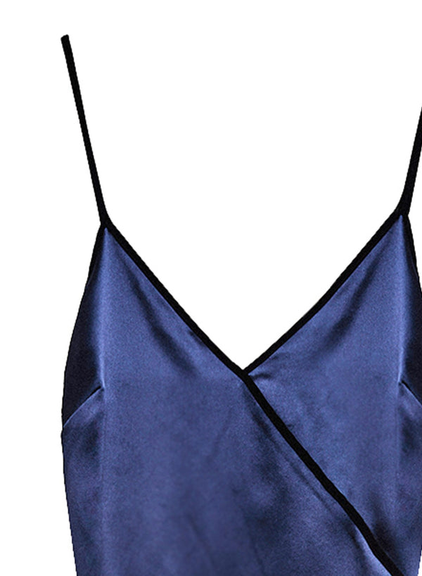 Indigo - Piped V-Neck Dress | Fleur du Mal - DEMO