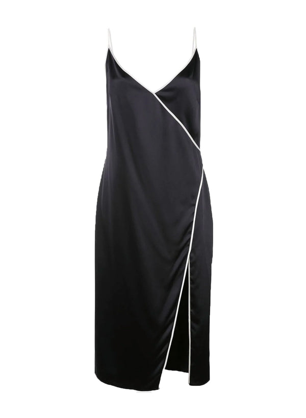 Black - Piped V-Neck Dress | Fleur du Mal - DEMO