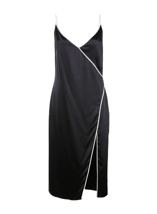 Black - Piped V-Neck Dress | Fleur du Mal - DEMO