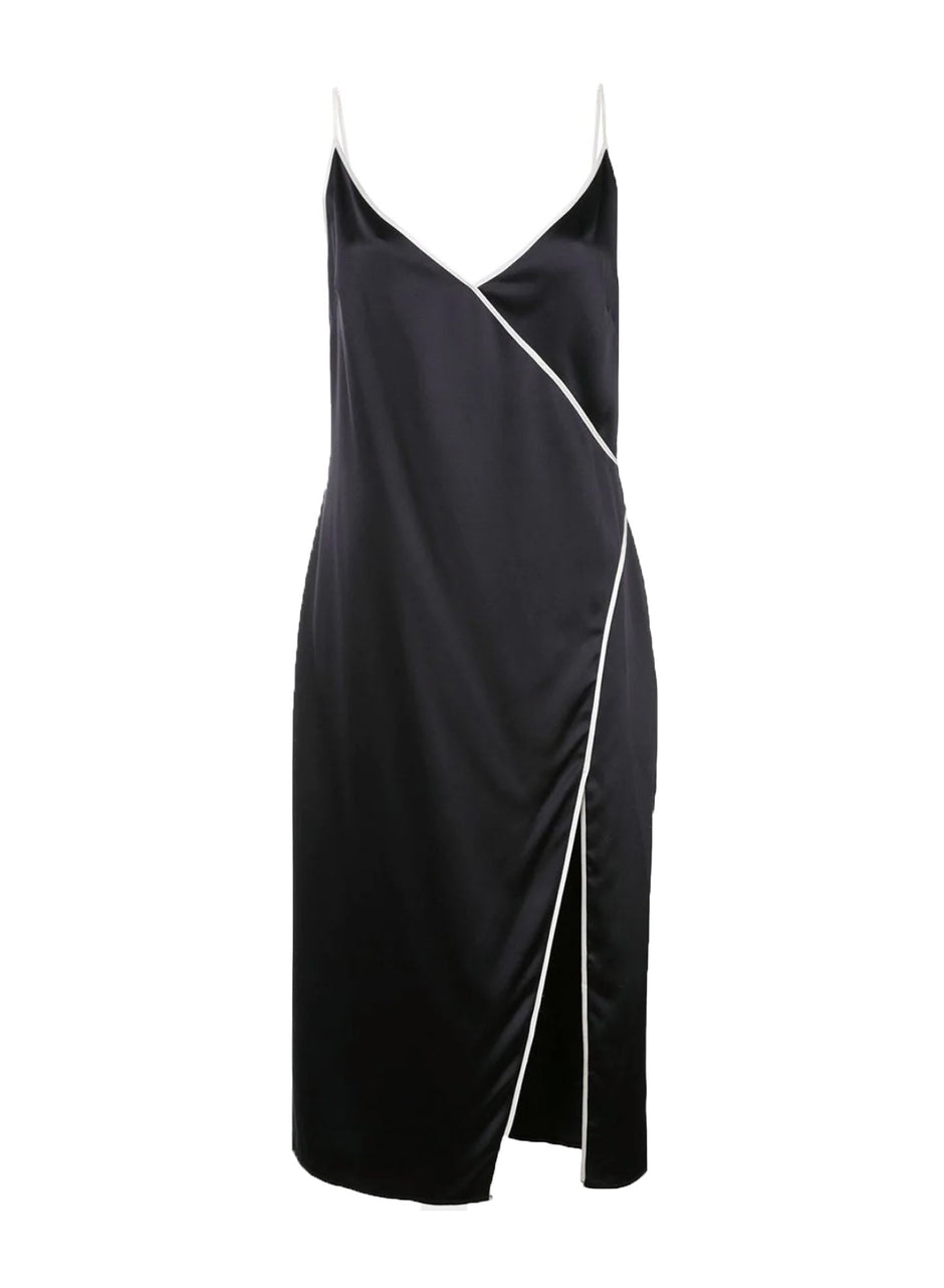 Black - Piped V-Neck Dress | Fleur du Mal - DEMO
