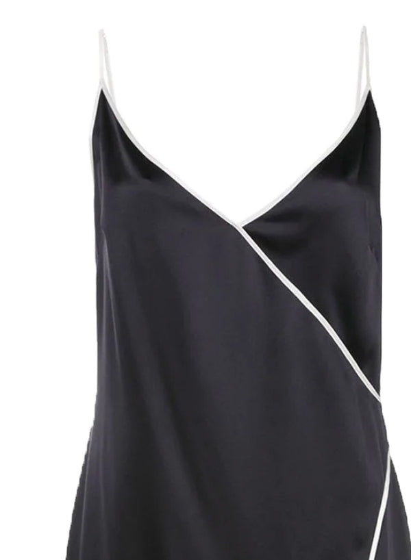 Black - Piped V-Neck Dress | Fleur du Mal - DEMO