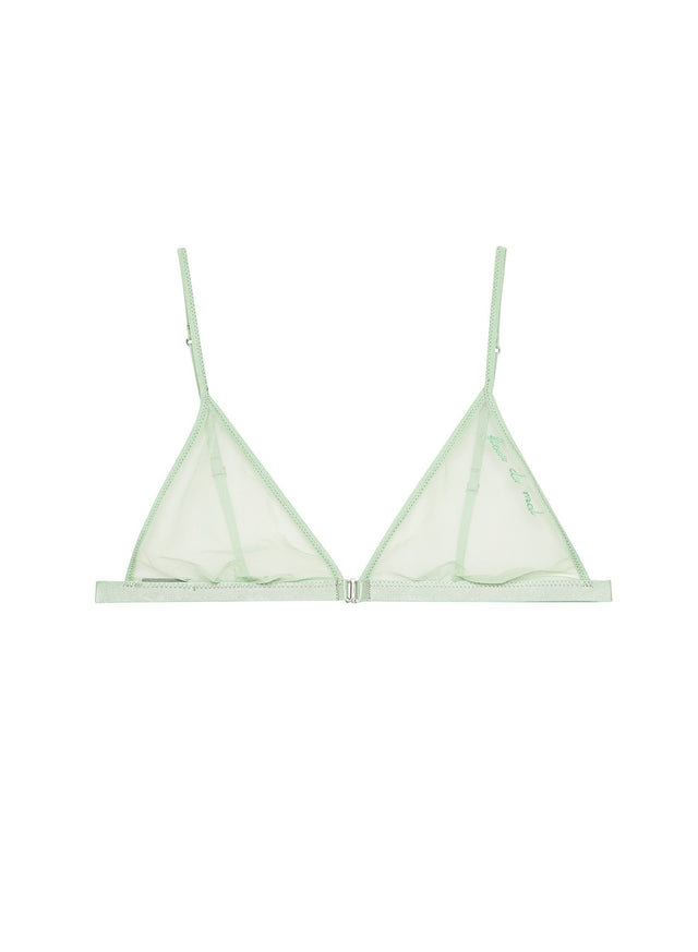 Pistachio - Logo Embroidered Tricot Triangle Bra | Fleur du Mal - DEMO