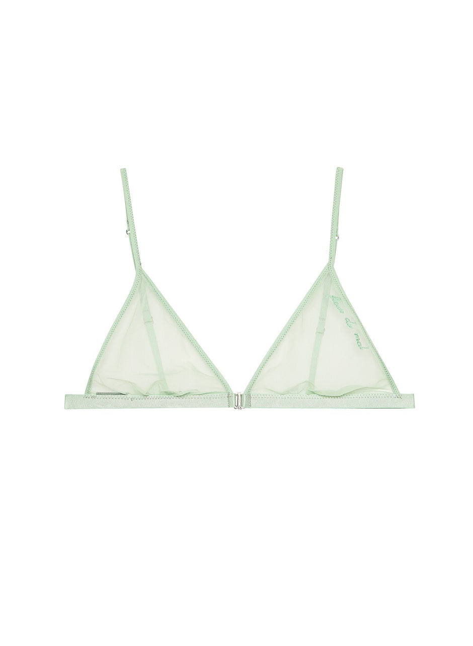Pistachio - Logo Embroidered Tricot Triangle Bra | Fleur du Mal - DEMO
