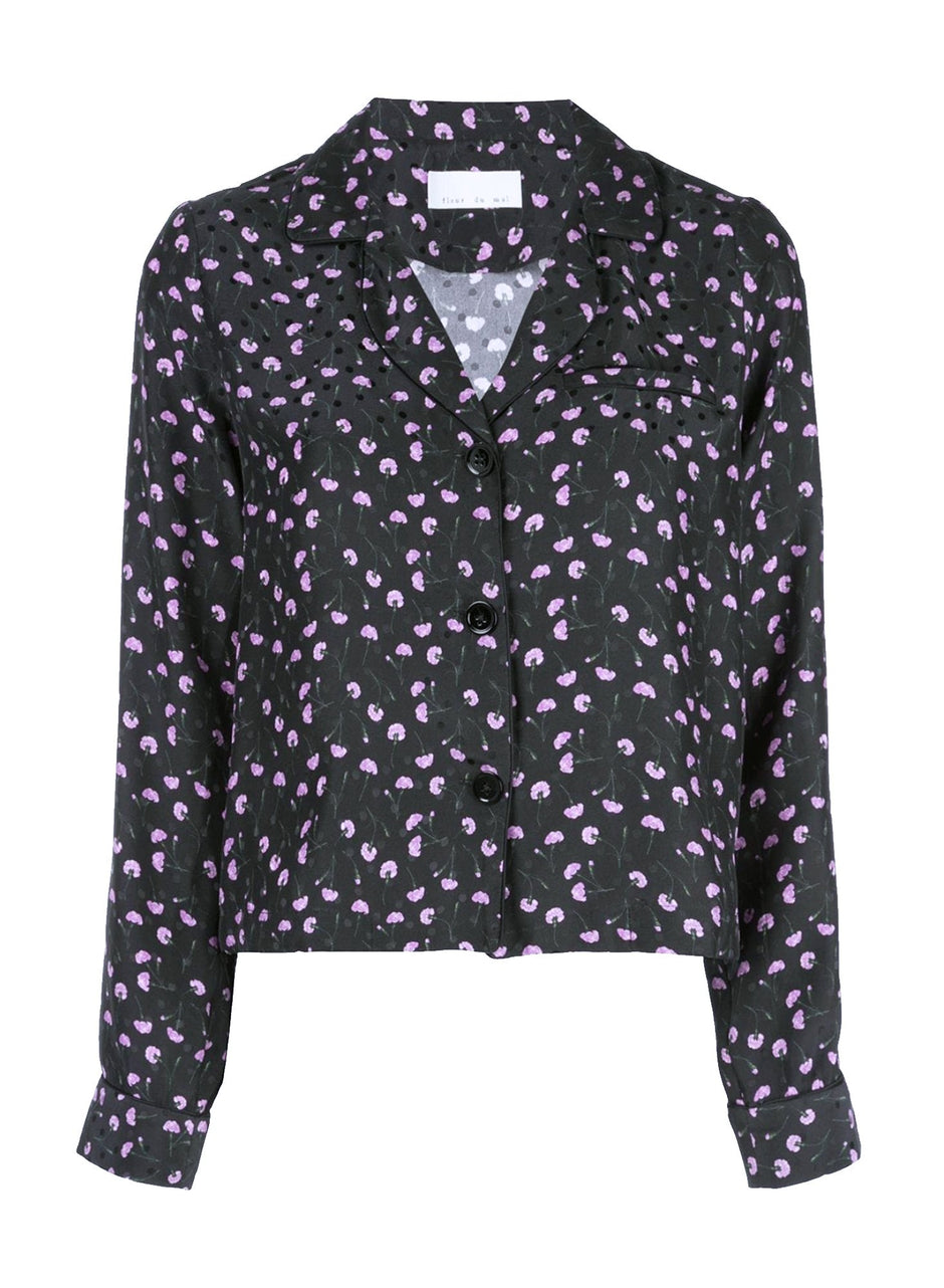 Rose quartz carnation - Printed Dot Jacquard PJ Top | Fleur du Mal - DEMO