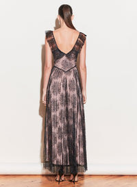 Pleated Tulle Gown With Slip