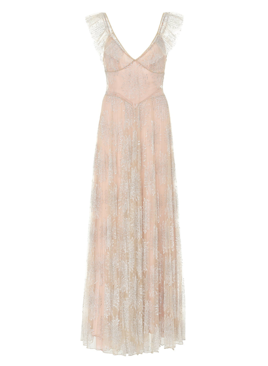 Platinum - Pleated Tulle Gown With Slip | Fleur du Mal - DEMO