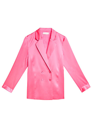 Plum rose - Silk Double Breasted Blazer | Fleur du Mal - DEMO