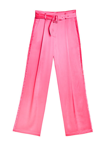 Plum rose - Lace Insert Belted Trouser | Fleur du Mal - DEMO