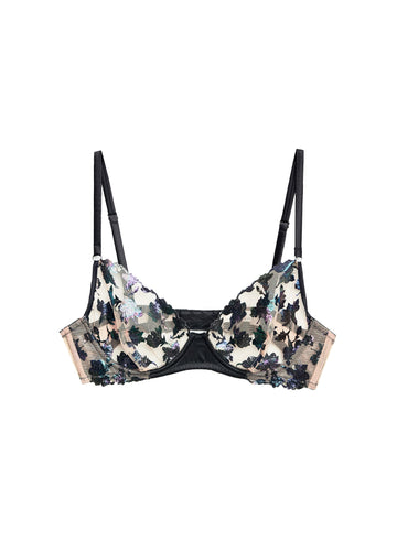 Black - Prisma Embroidery Demi Bra | Fleur du Mal - DEMO