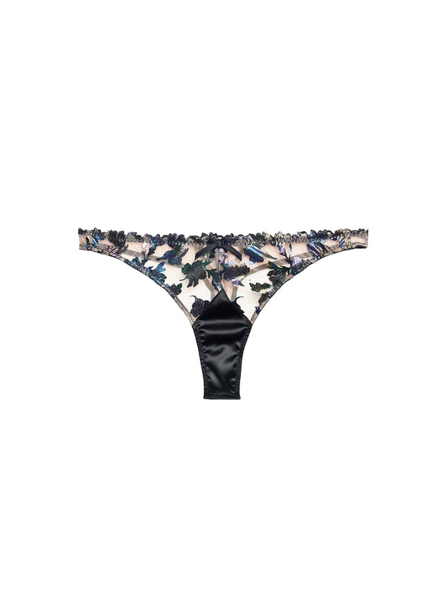 Black - Prisma Embroidery Thong | Fleur du Mal - DEMO