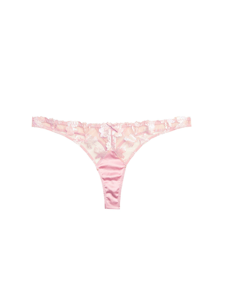 Rose pink - Prisma Embroidery Thong | Fleur du Mal - DEMO
