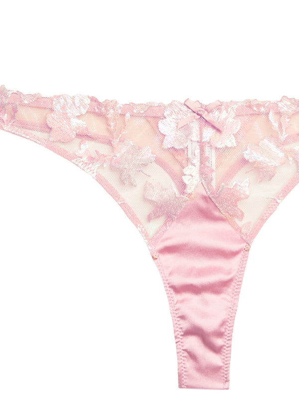 Rose pink - Prisma Embroidery Thong | Fleur du Mal - DEMO