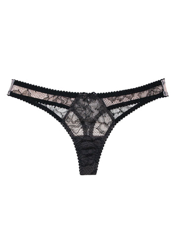 Black - Rose Lace Thong | Fleur du Mal - DEMO