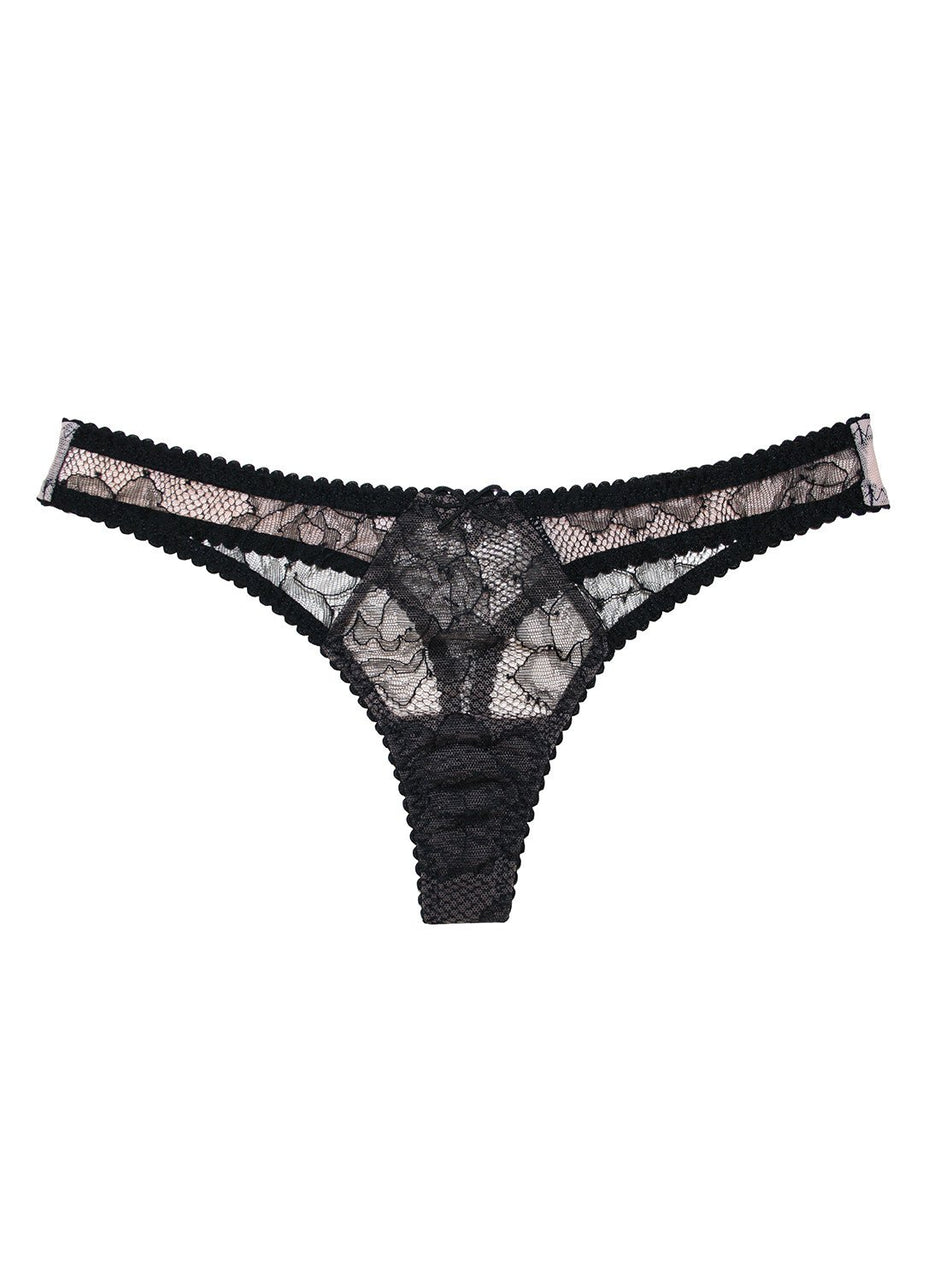 Black - Rose Lace Thong | Fleur du Mal - DEMO