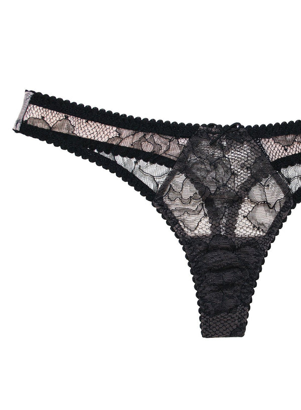 Black - Rose Lace Thong | Fleur du Mal - DEMO