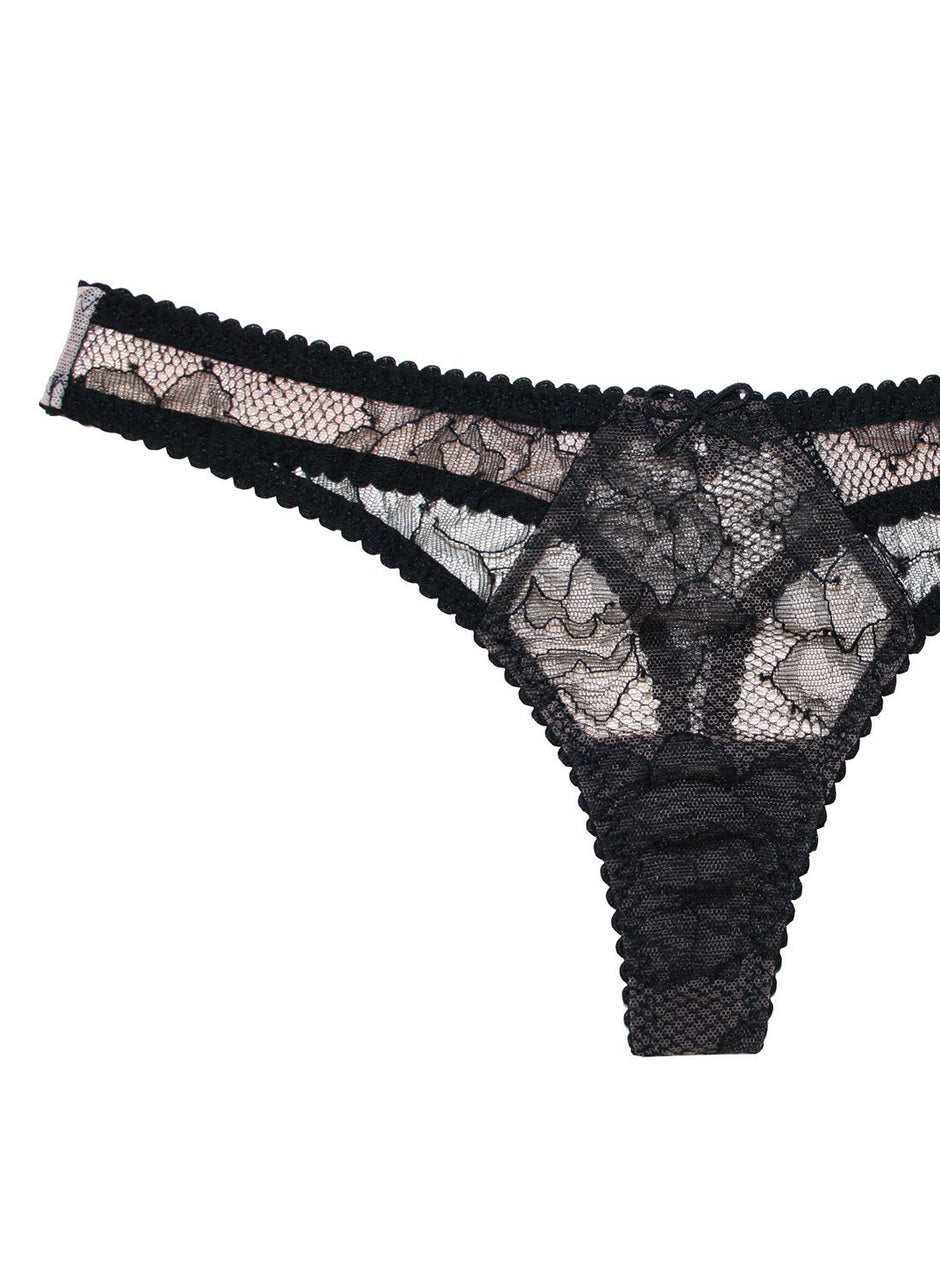 Black - Rose Lace Thong | Fleur du Mal - DEMO
