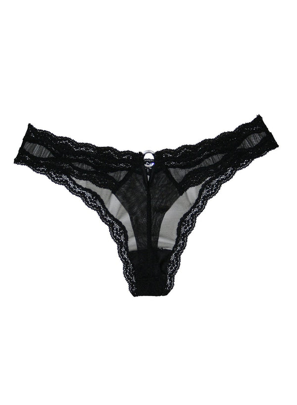 Black - Sheer Tulle Thong | Fleur du Mal - DEMO