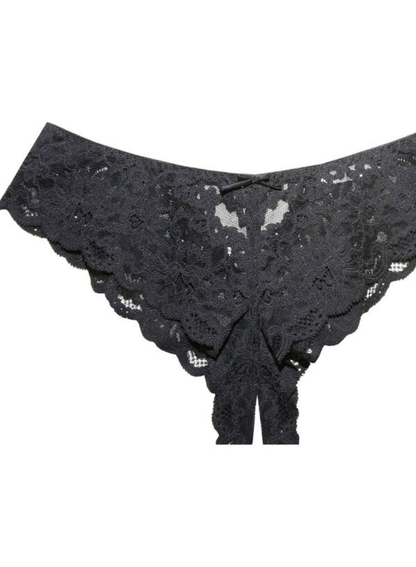 Black - Charlotte Crotchless Panty | Fleur du Mal - DEMO