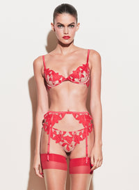 Lily Embroidery Garter Belt