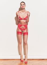 Lily Embroidery Garter Belt