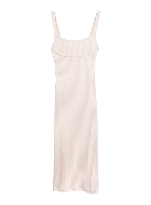 Tan - Ribbed Knit Bustier Dress | Fleur du Mal - DEMO