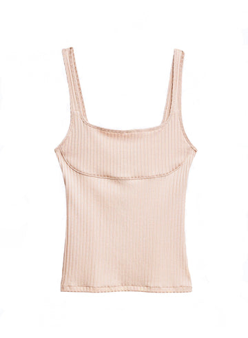Tan - Ribbed Knit Cami | Fleur du Mal - DEMO