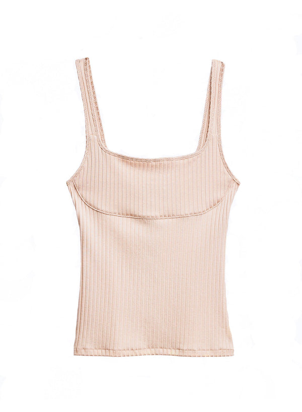 Tan - Ribbed Knit Cami | Fleur du Mal - DEMO
