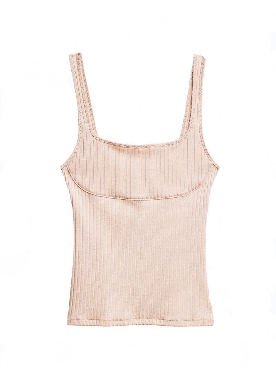 Tan - Ribbed Knit Cami | Fleur du Mal - DEMO