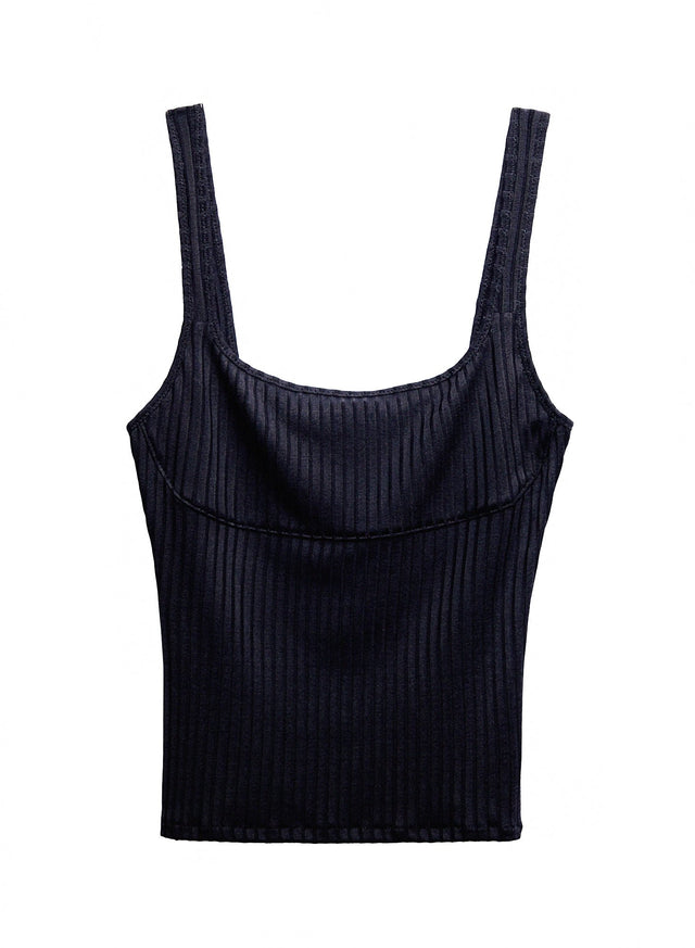 Black - Ribbed Knit Cami | Fleur du Mal - DEMO