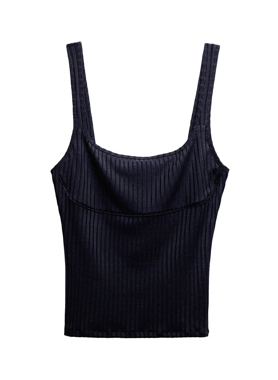 Black - Ribbed Knit Cami | Fleur du Mal - DEMO