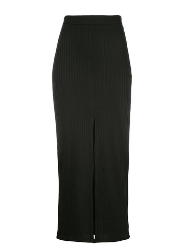 Black - Ribbed Skirt With Slit | Fleur du Mal - DEMO