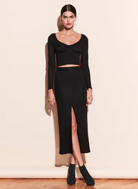 Ribbed Skirt With Slit